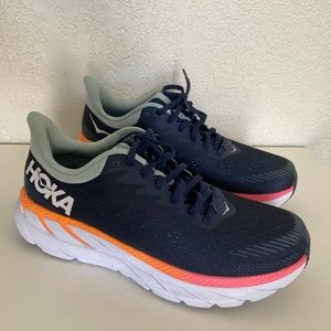 HOKA Women's Size 9.5 Shoes Pre-Owned ONE W Clifton 7 - Blue Pink Orange